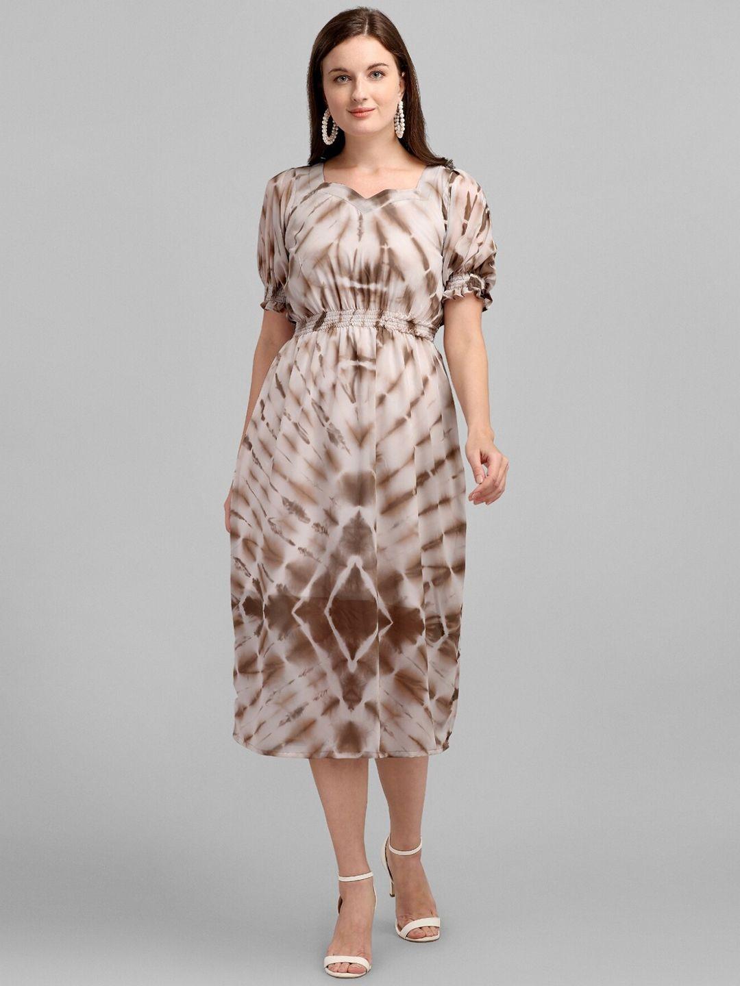 vaani creation brown georgette midi dress