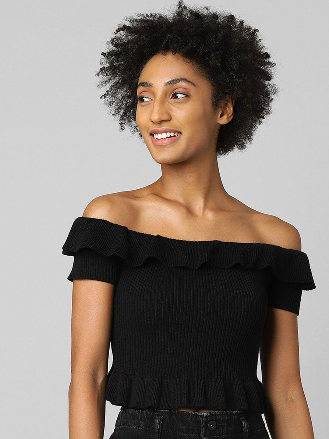 only black off-shoulder bardot top