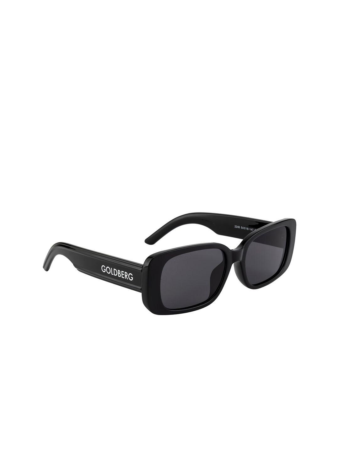 gold berg unisex black lens & black square sunglasses with uv protected lens