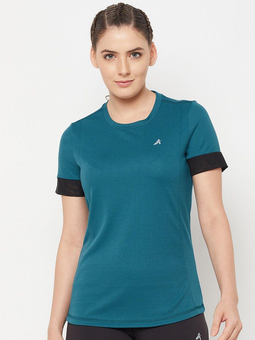 athlisis women teal slim fit t-shirt