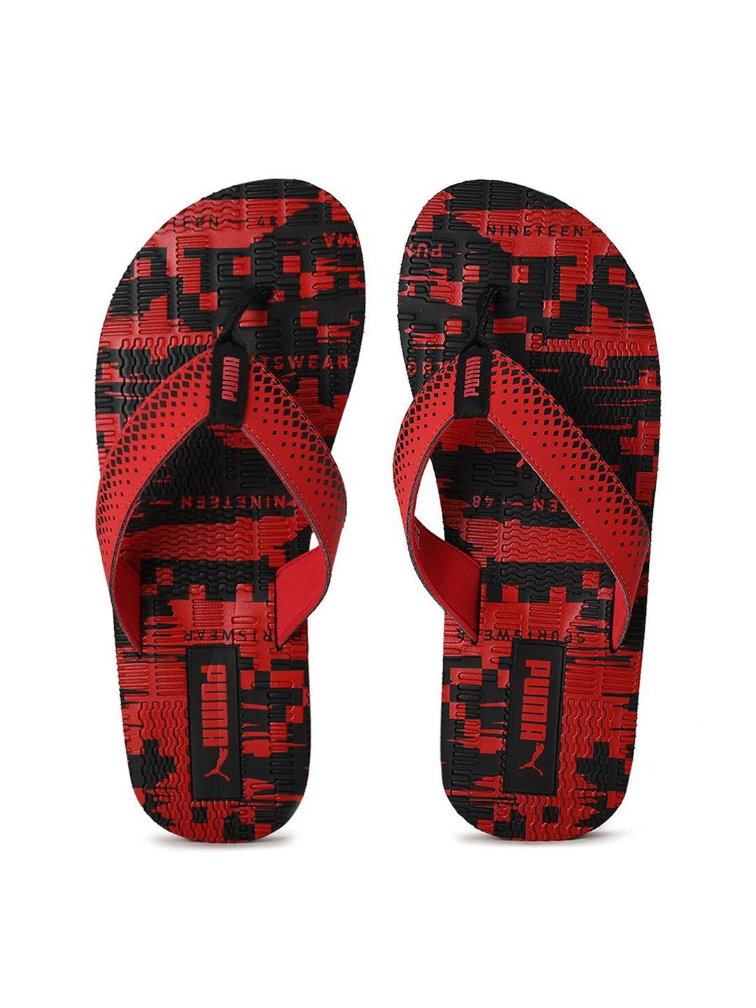 puma unisex red & black printed tonks v2 thong flip-flops