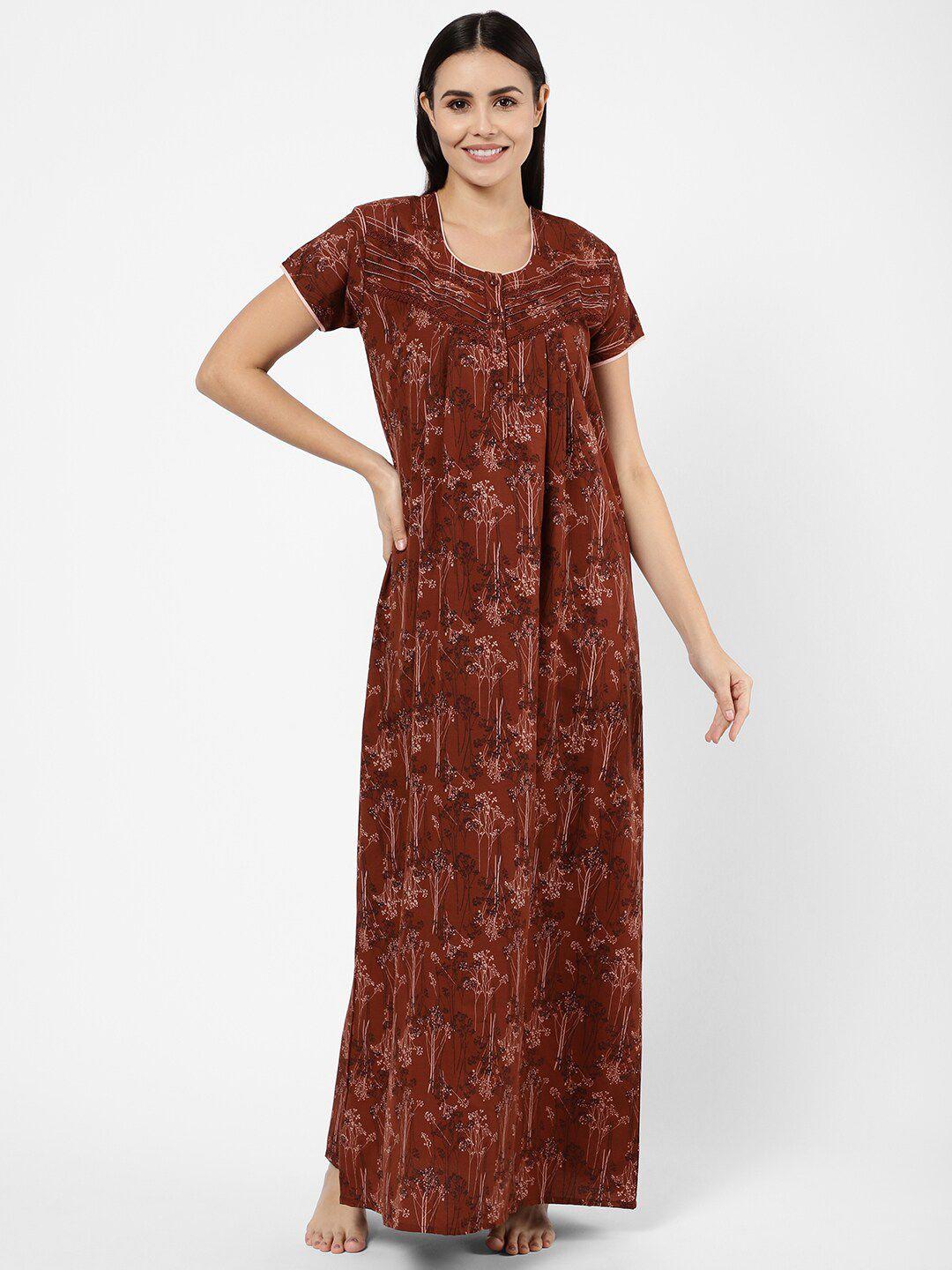 sweet dreams women brown printed maxi nightdress