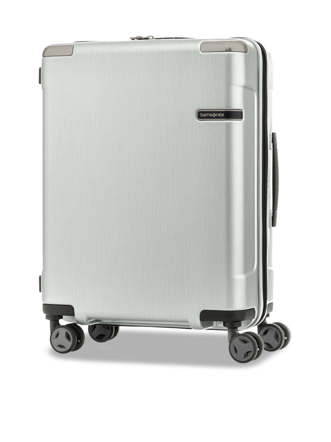 samsonite silver-coloured solid hard sided cabin trolley suitcase