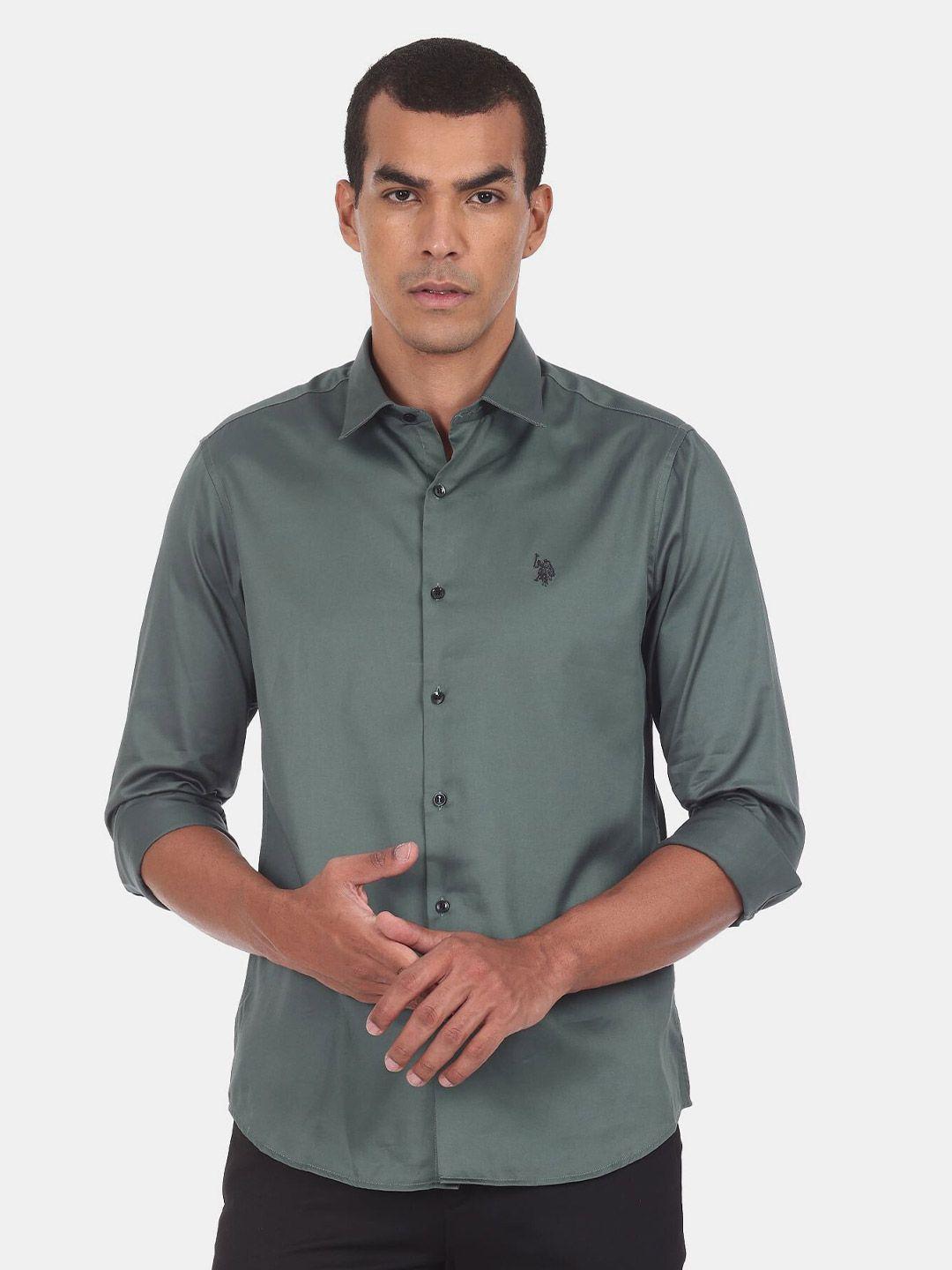 u s polo assn men green casual shirt