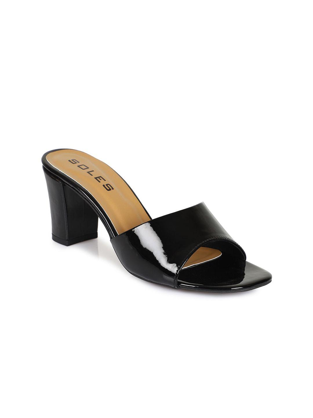 soles black block sandals