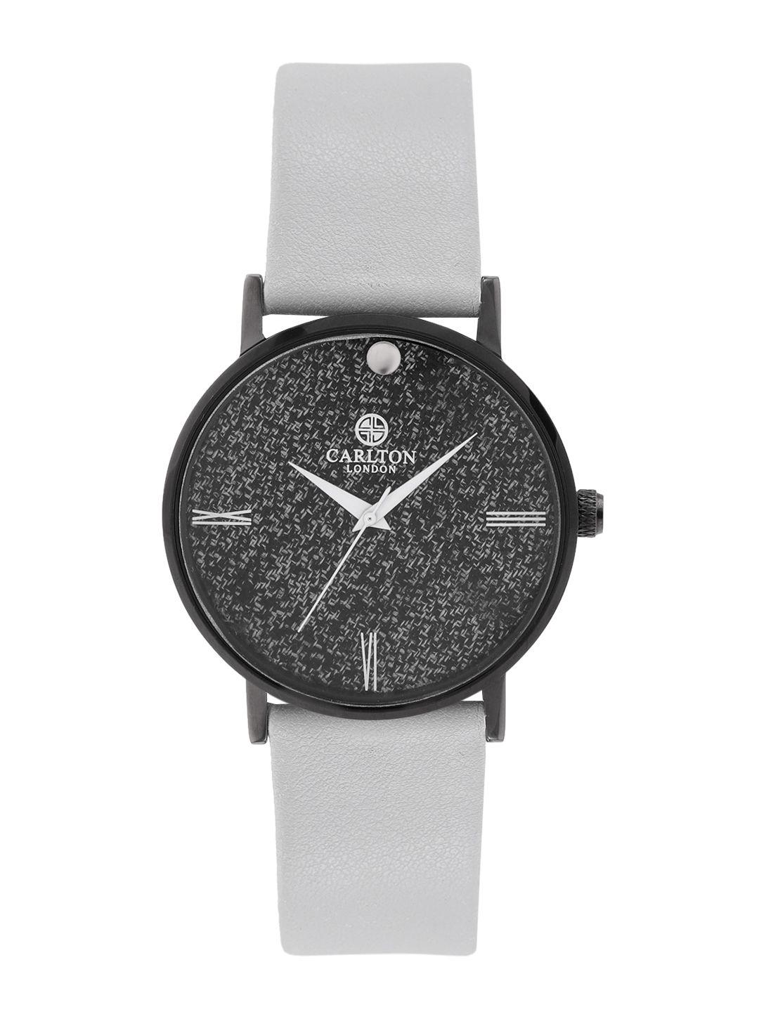 carlton london men charcoal grey analogue watch cl066bl3