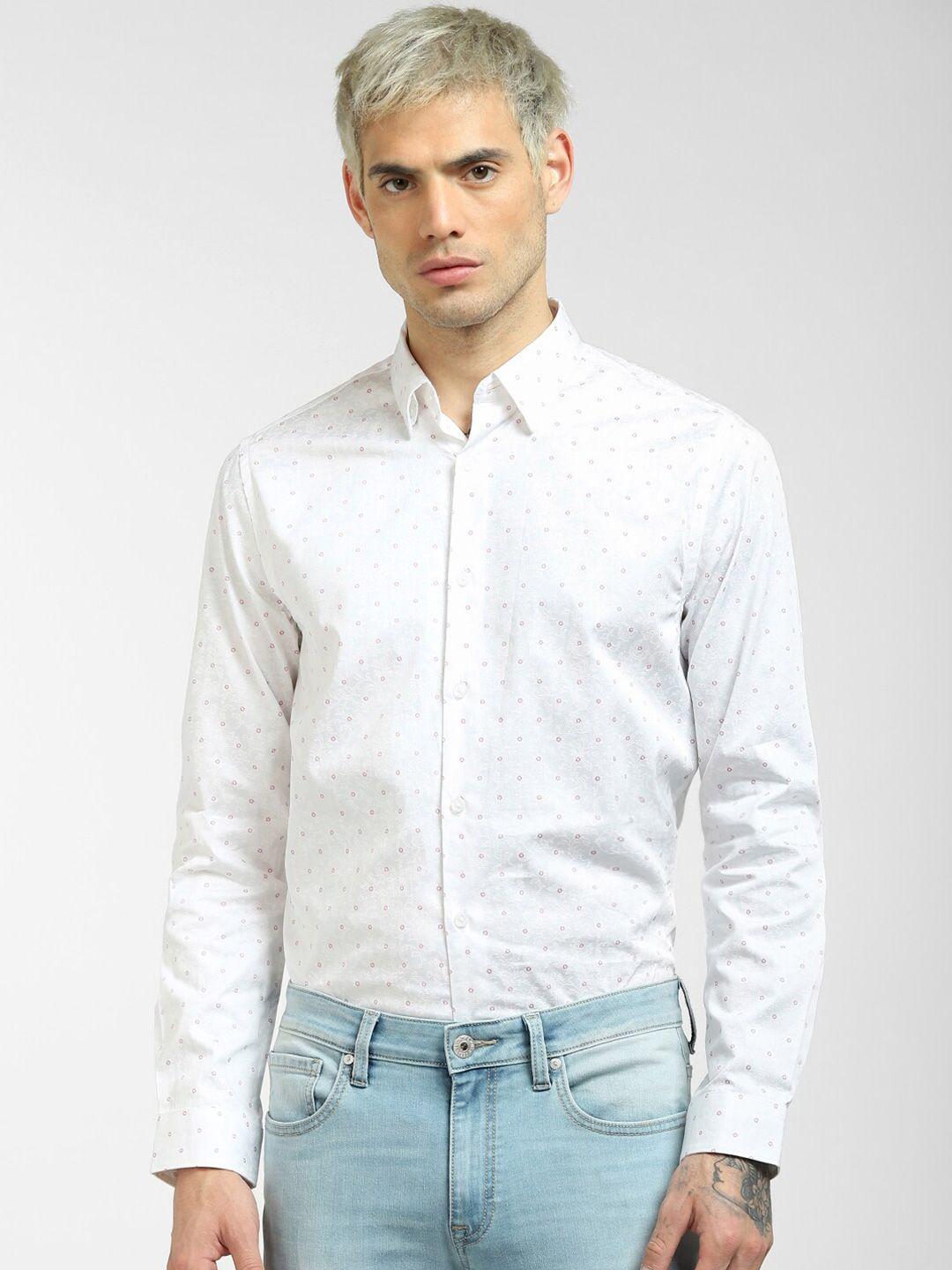 jack & jones men white floral printed casual shirt