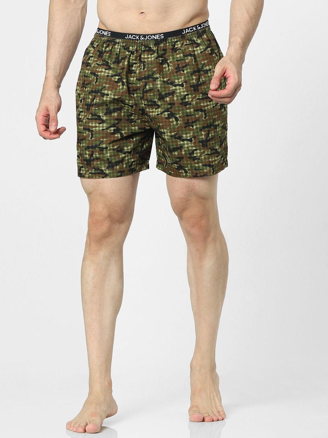 jack & jones men black & green printed boxers