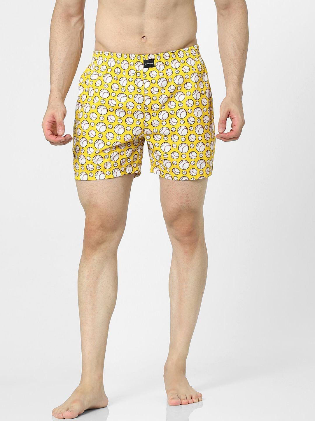 jack & jones men yellow & white printed boxers