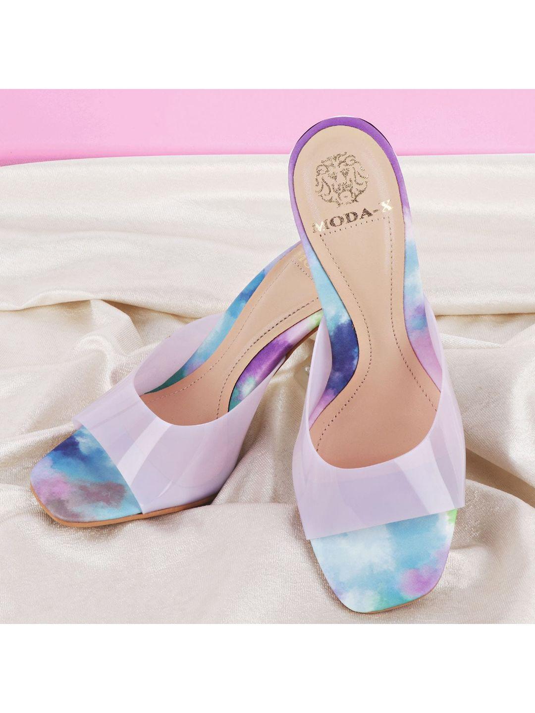 moda-x women lavender colourblocked block pumps