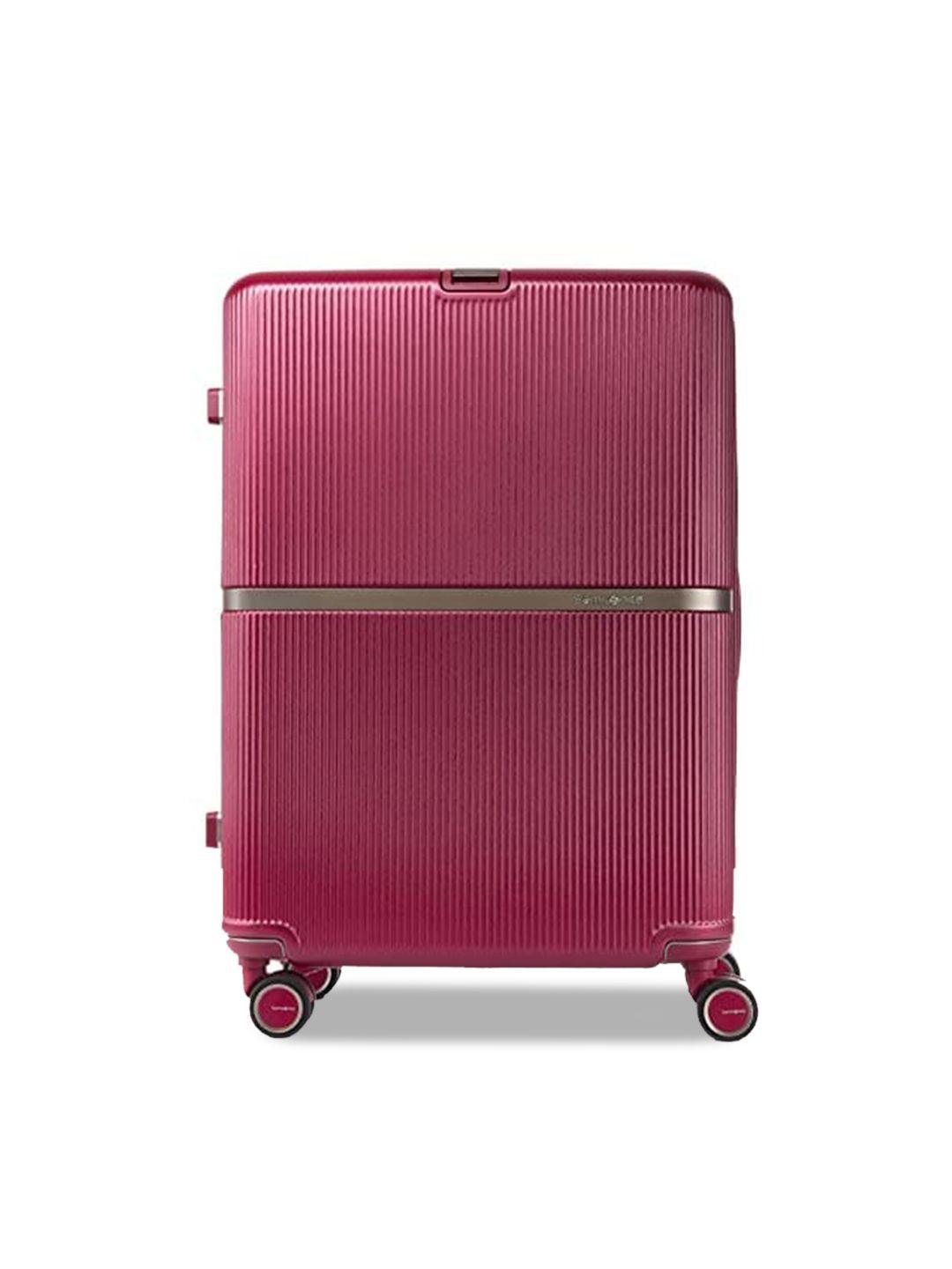 samsonite red solid hard-sided medium trolley bag