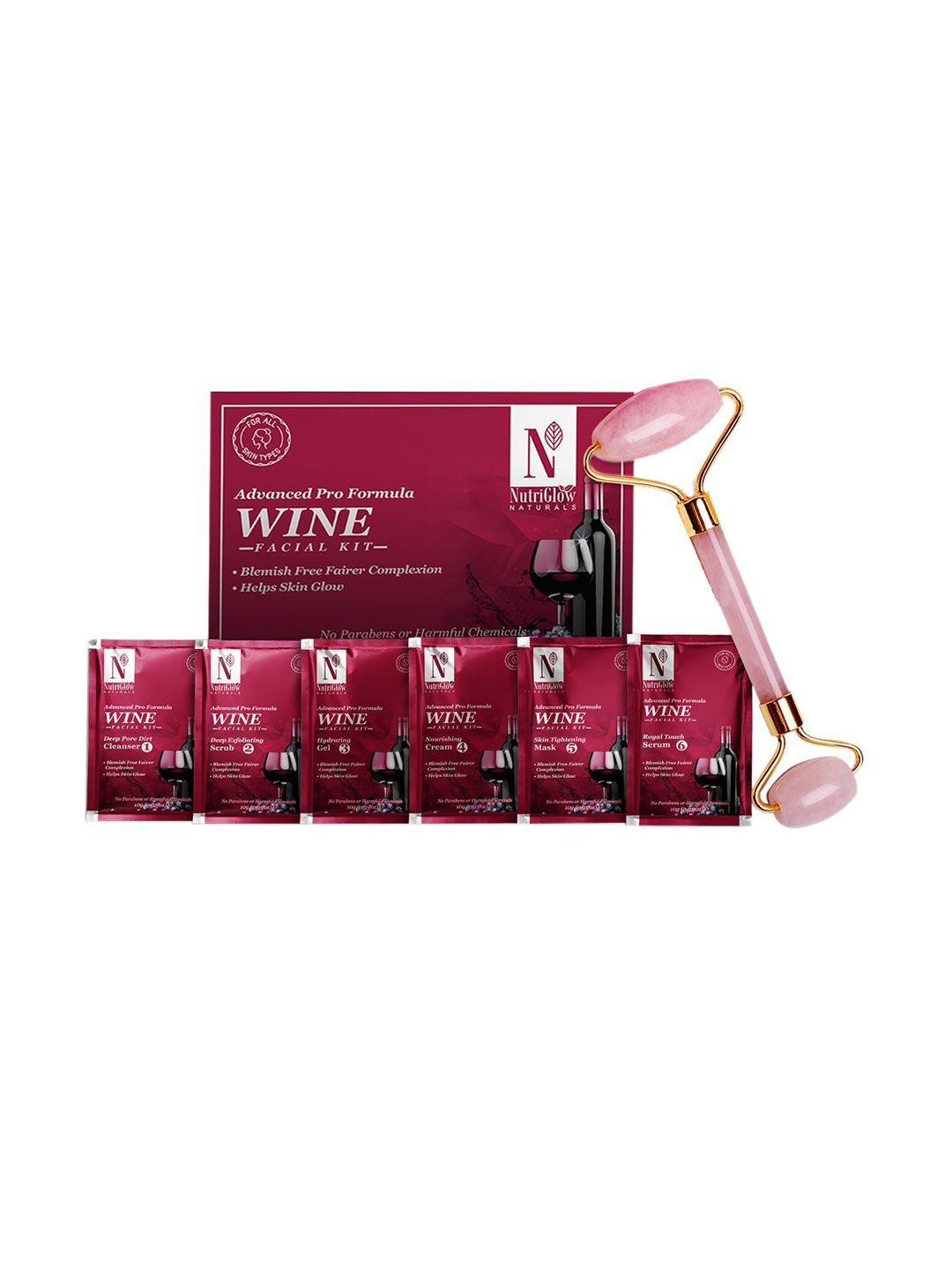 nutriglow naturals sustainable wine facial kit for blemish free complexion 60 g with jade roller