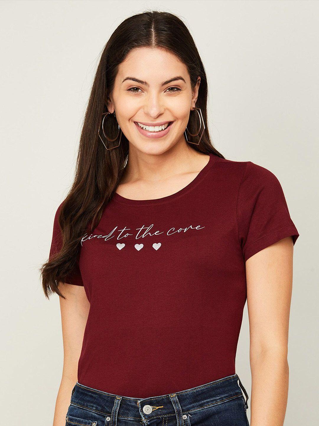 fame forever by lifestyle maroon typography printed top