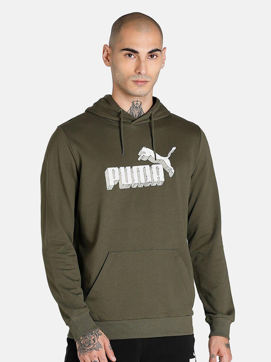 puma men green graphic printed sweatshirt