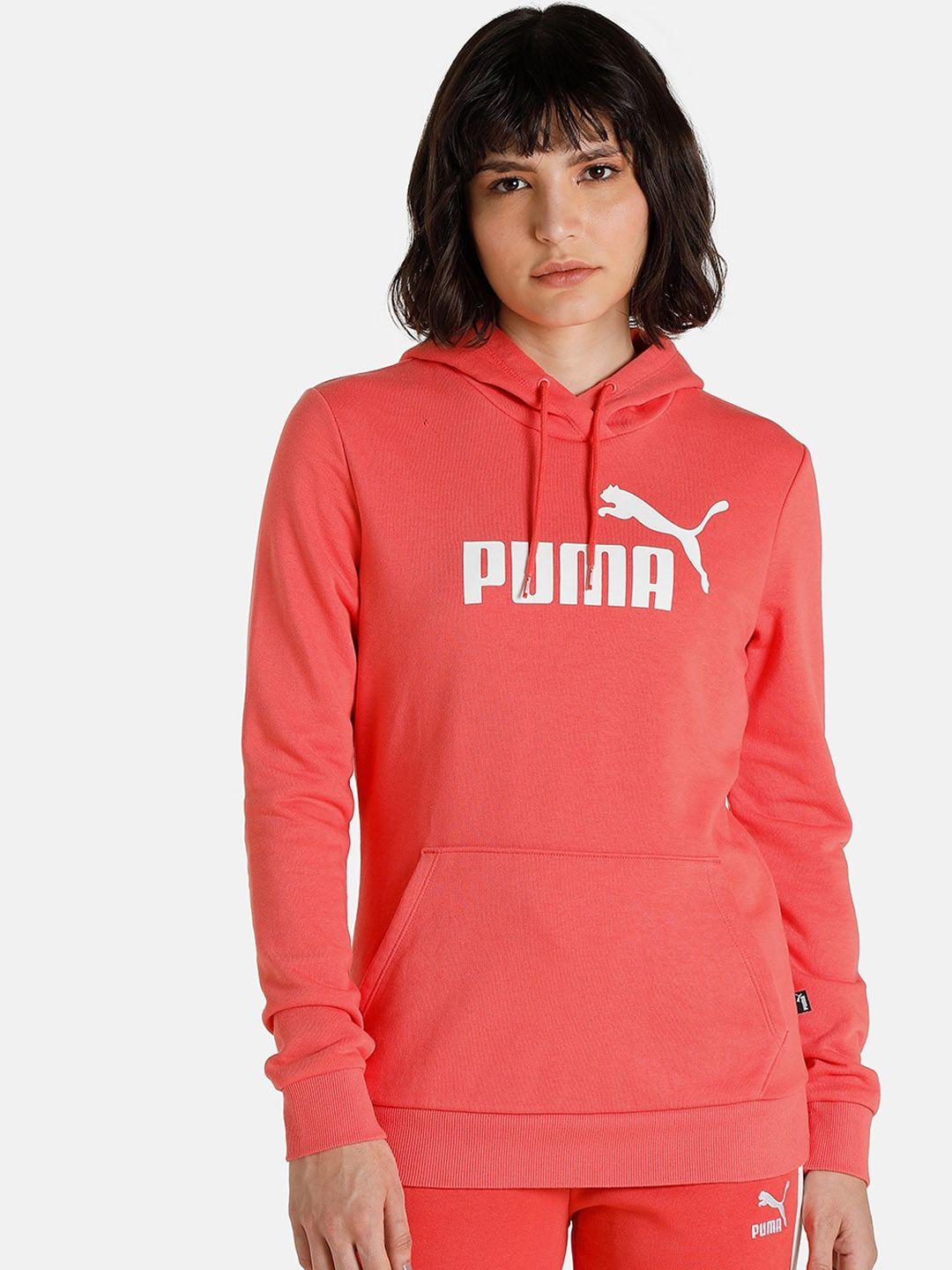 puma women coral essentials logo full-zip  longline sporty jacket