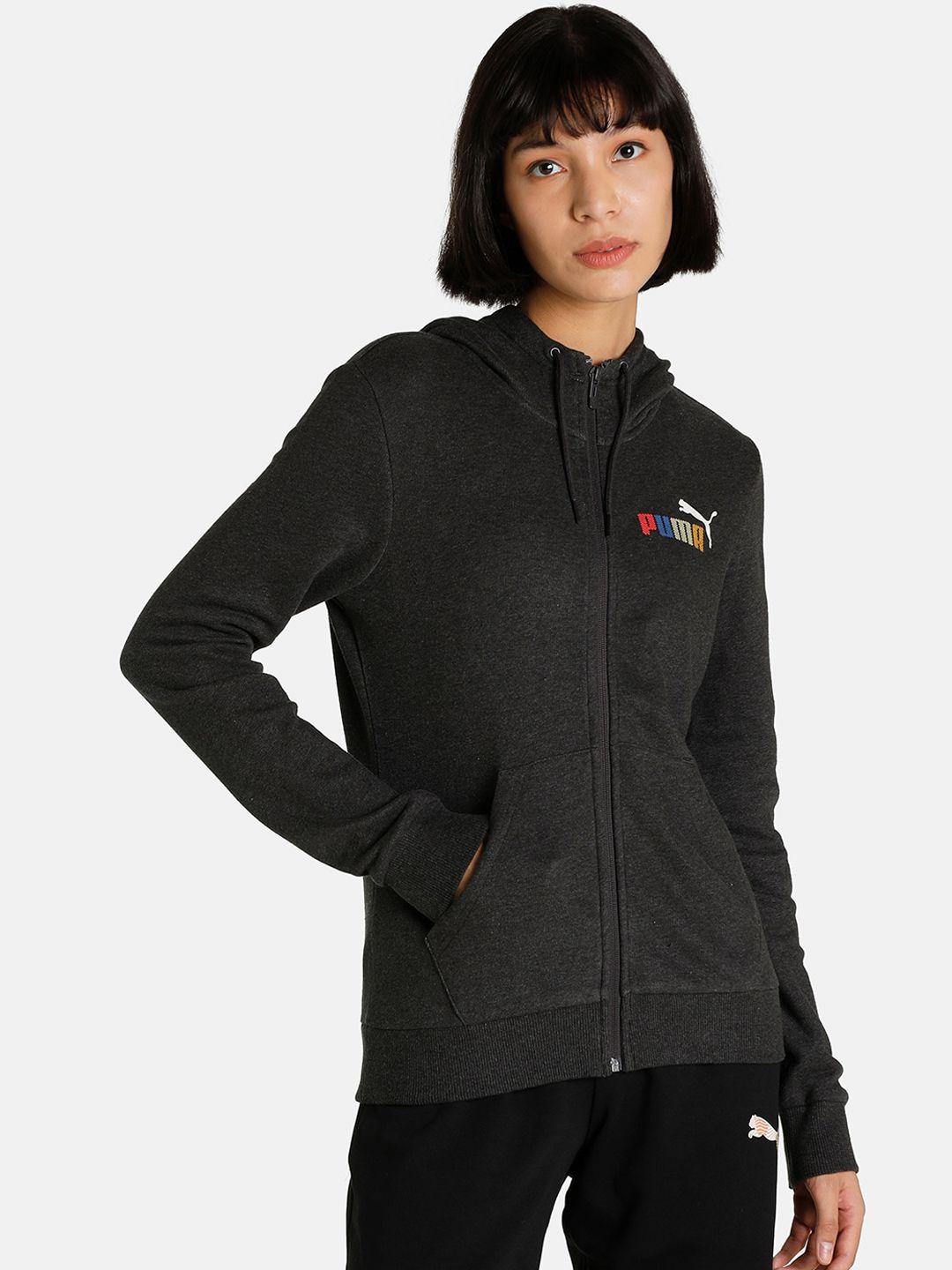 puma women grey typography sporty jacket