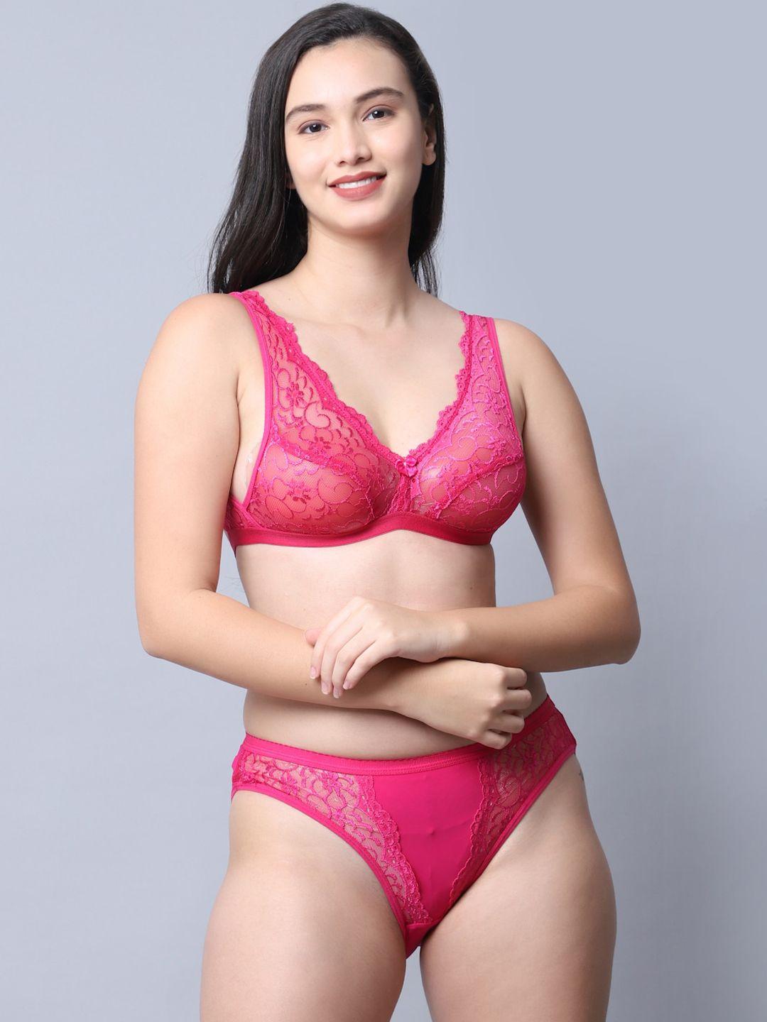 gracit women pink self design lingerie set lst02-07-30-pink