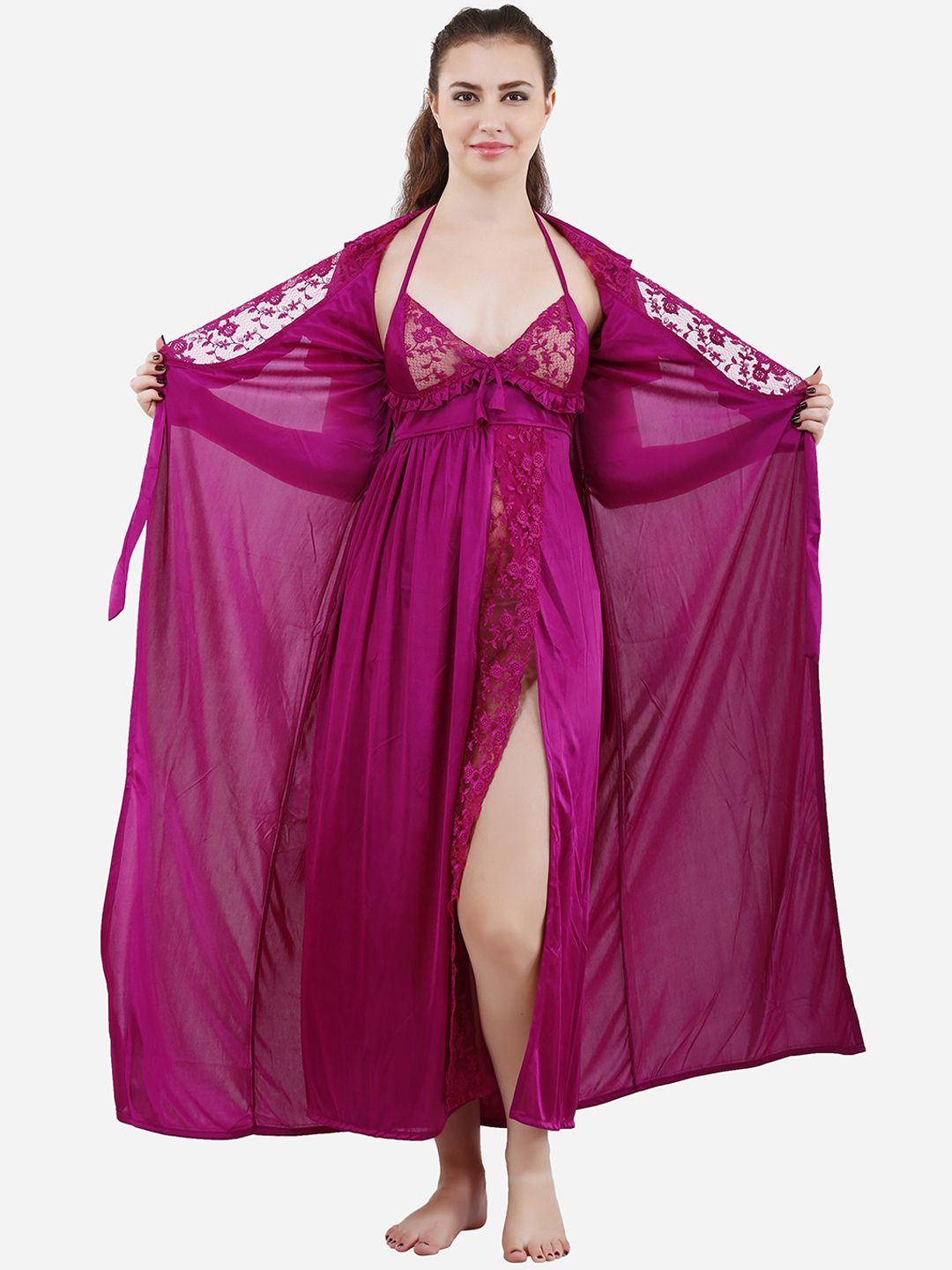 romaisa magenta maxi nightdress