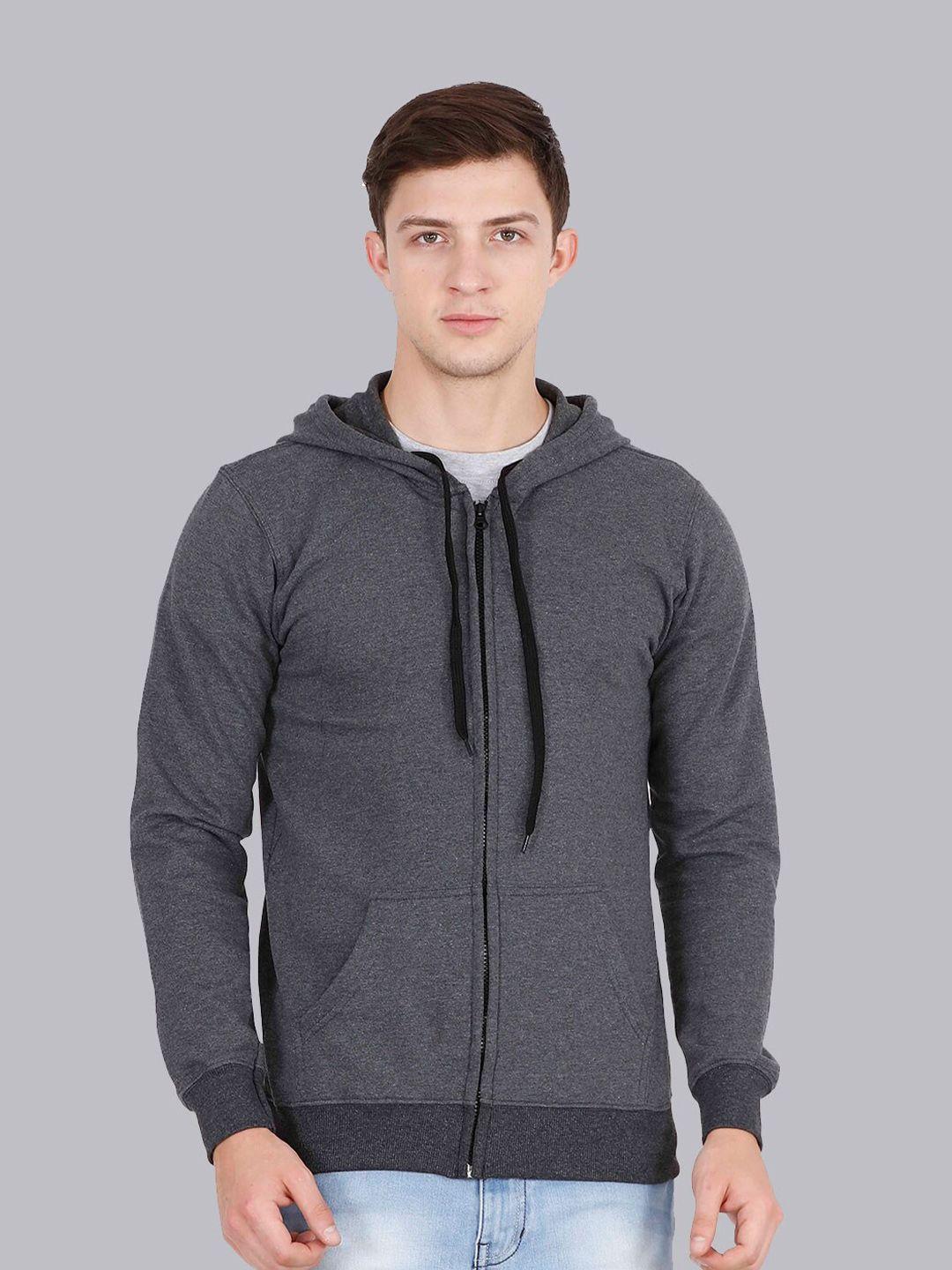 fleximaa men charcoal cotton hooded sweatshirt