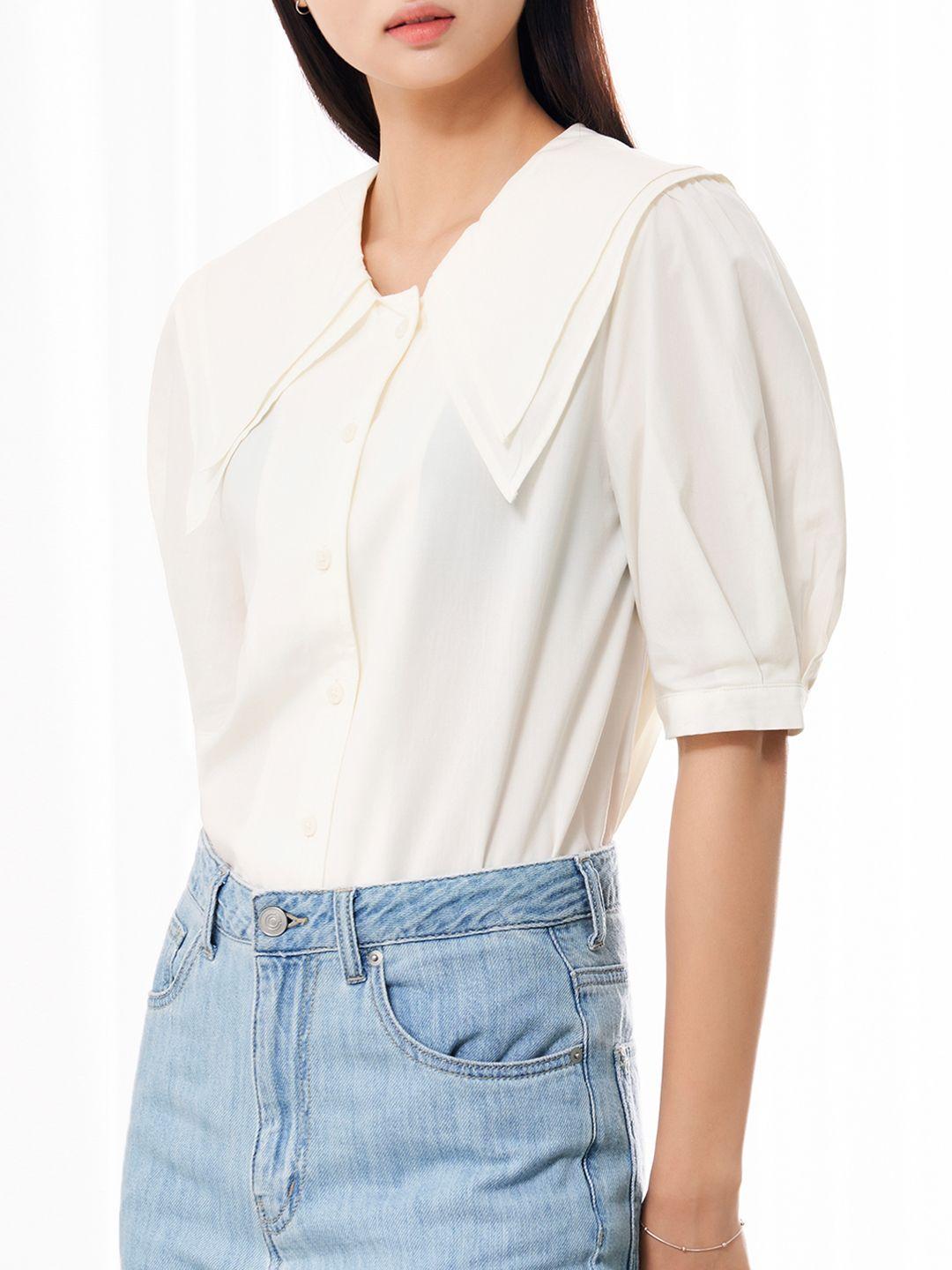 8seconds women off-white solid casual shirt