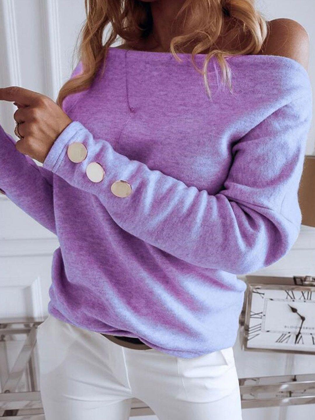 bostreet purple off-shoulder extended sleeves top