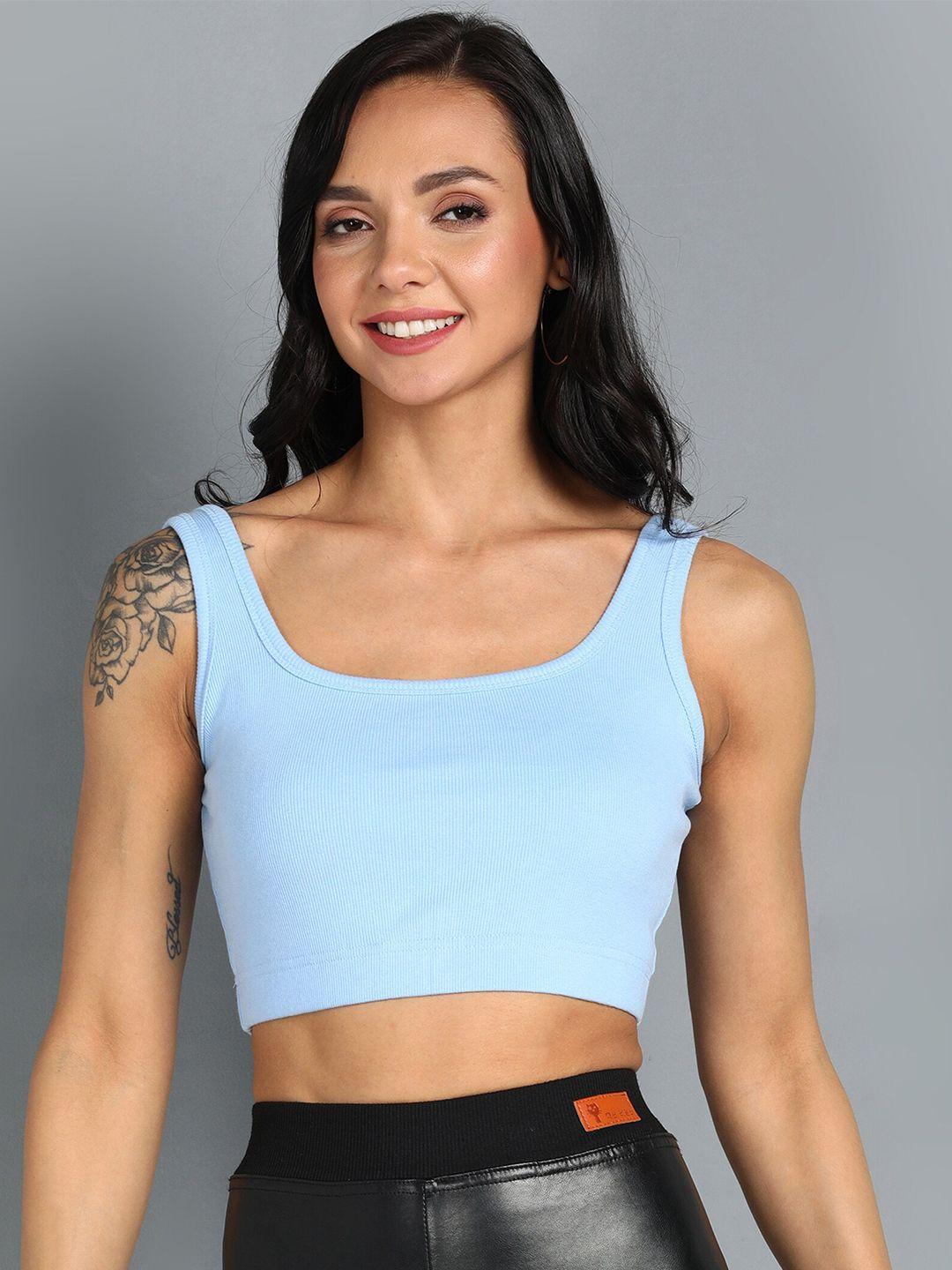 rock paper scissors blue tank crop top