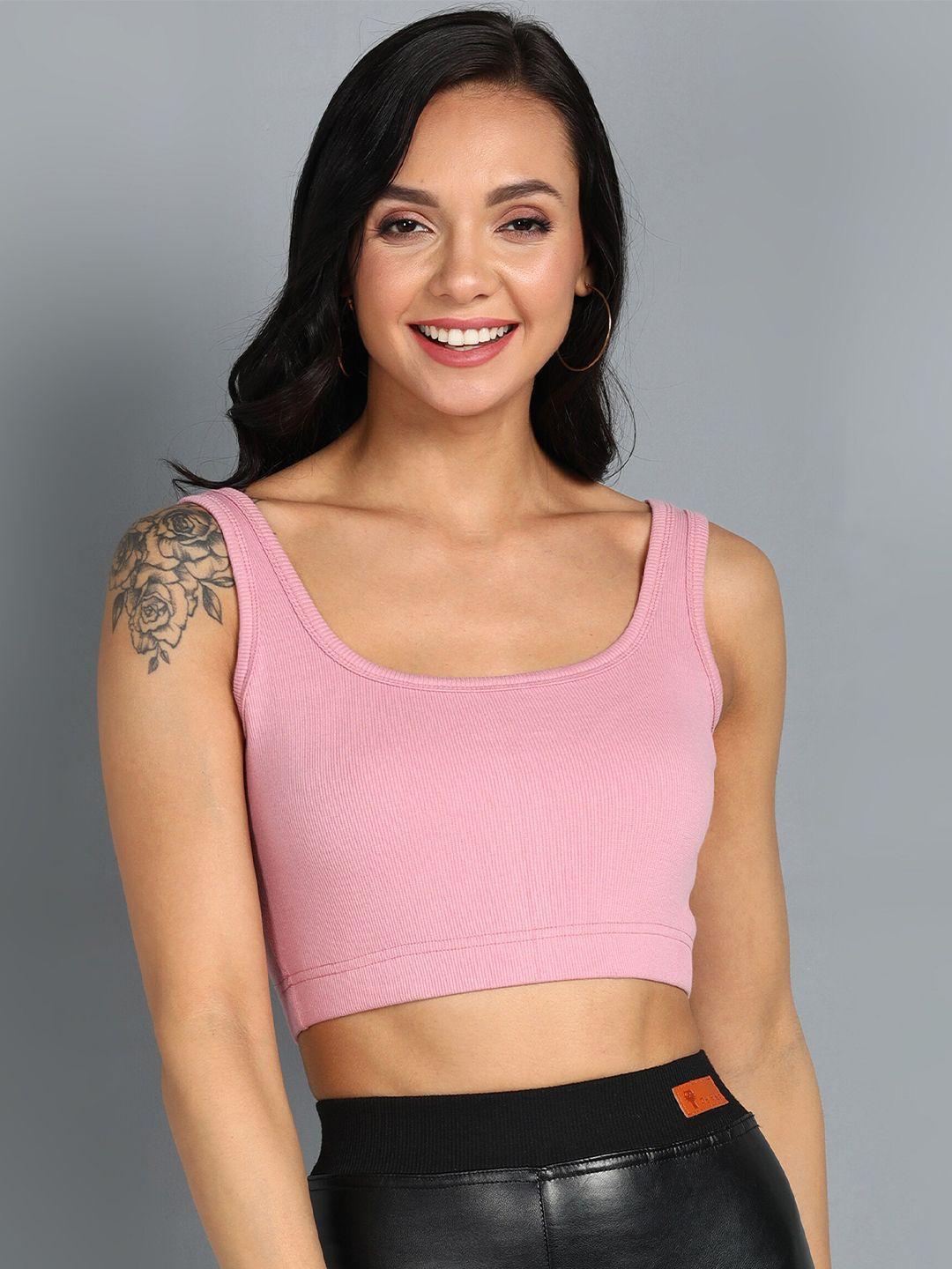 rock paper scissors women pink crop top