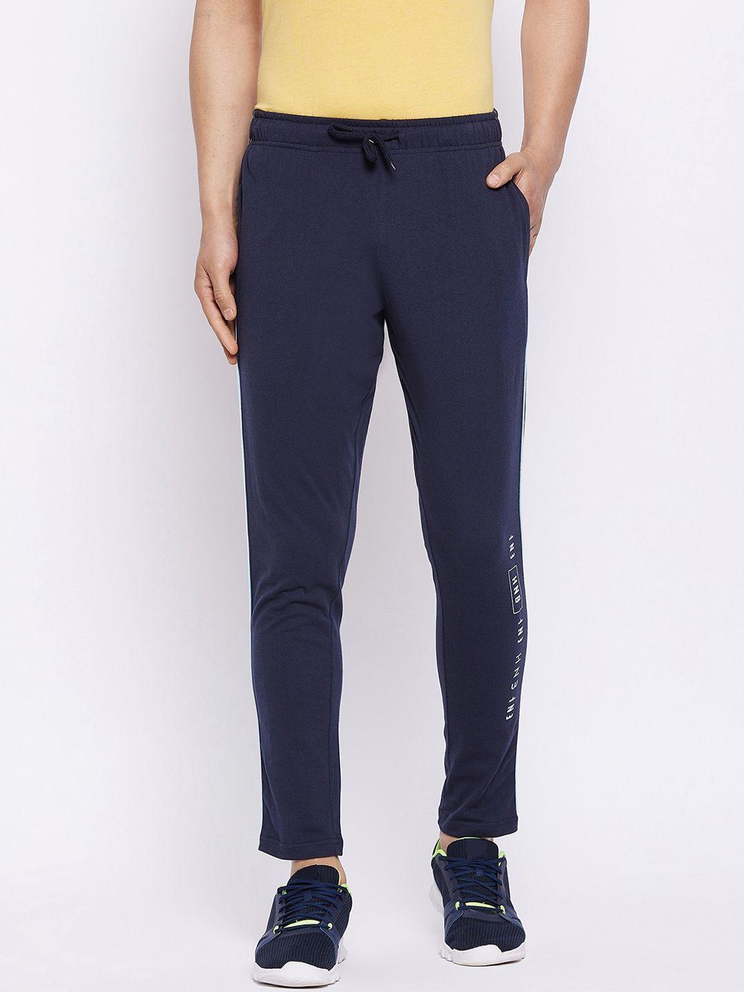 harbornbay men blue solid cotton track pants