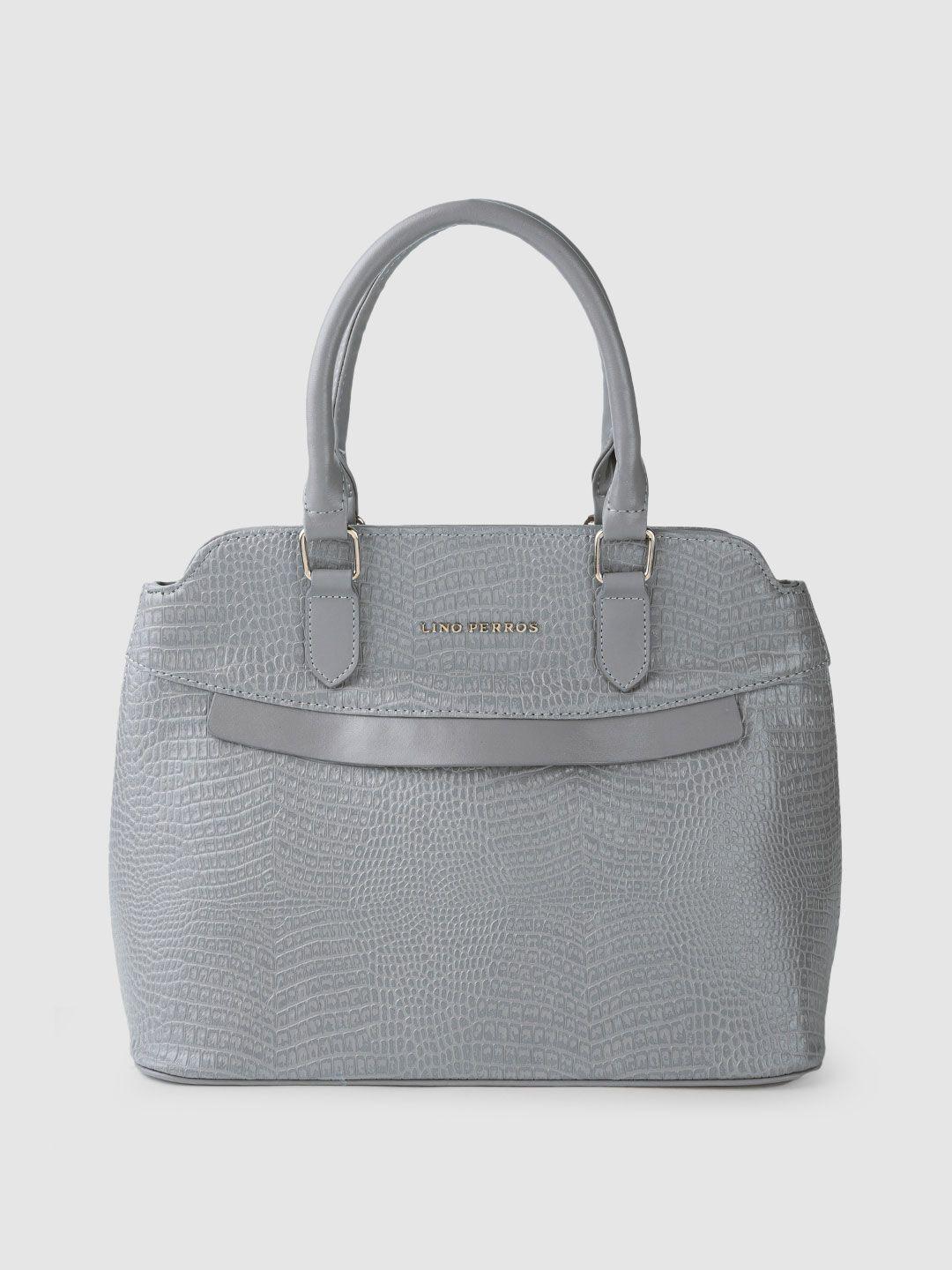 lino perros grey snakeskin textured structured handheld bag