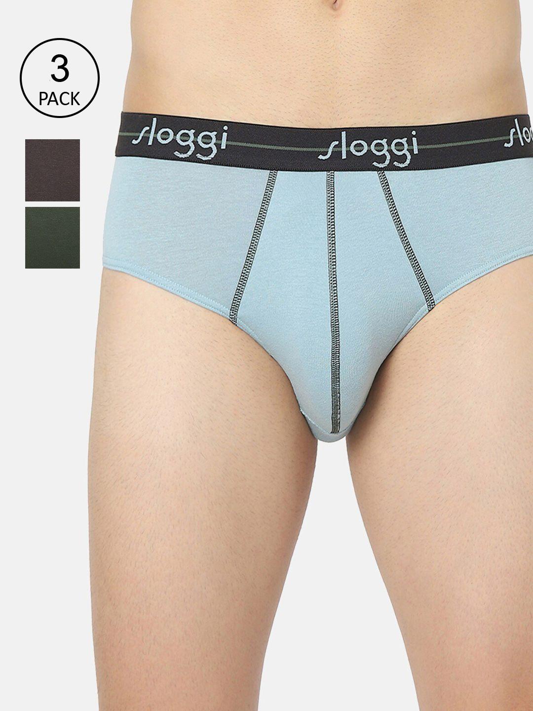 sloggi men pack of 3 blue & green basic briefs