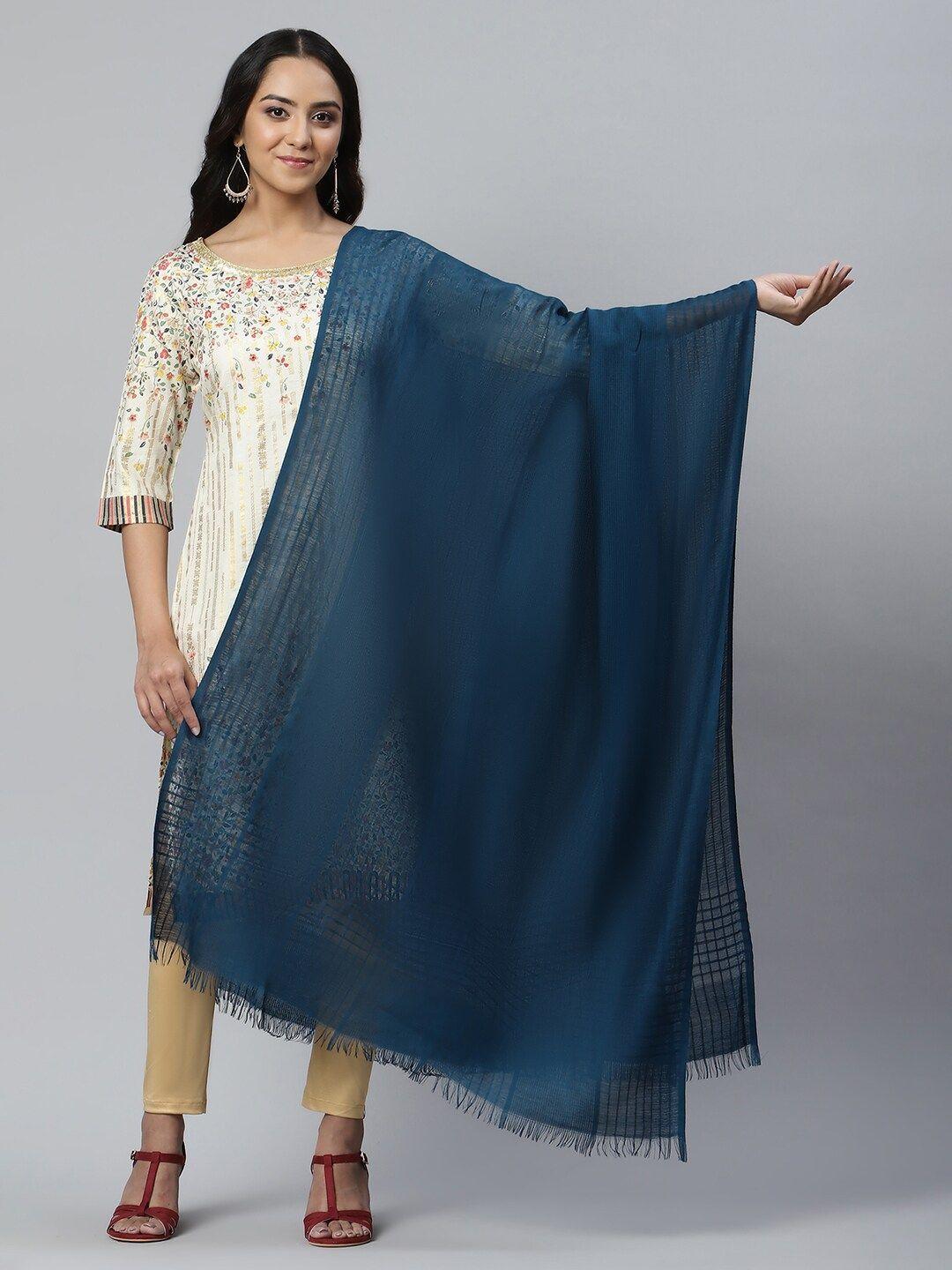 aurelia women teal yarn-dyed dupatta