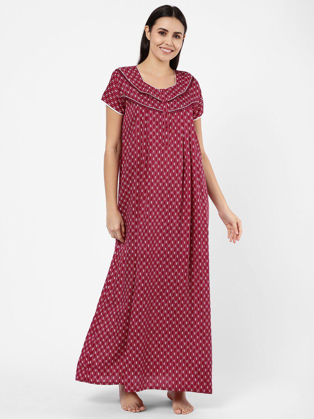 sweet dreams maroon printed maxi nightdress