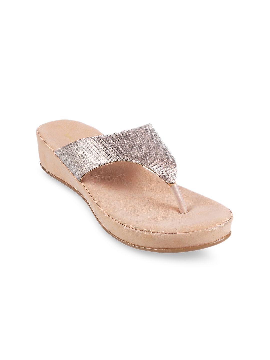 walkway by metro women peach-coloured textured flats