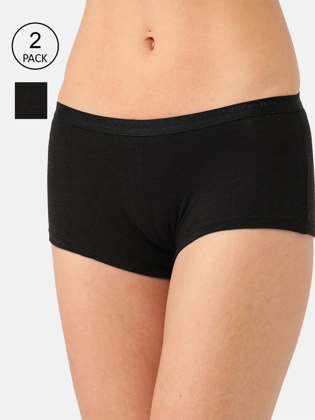 inner sense women pack of 2 black solid boyshorts briefs-isp038-black_black