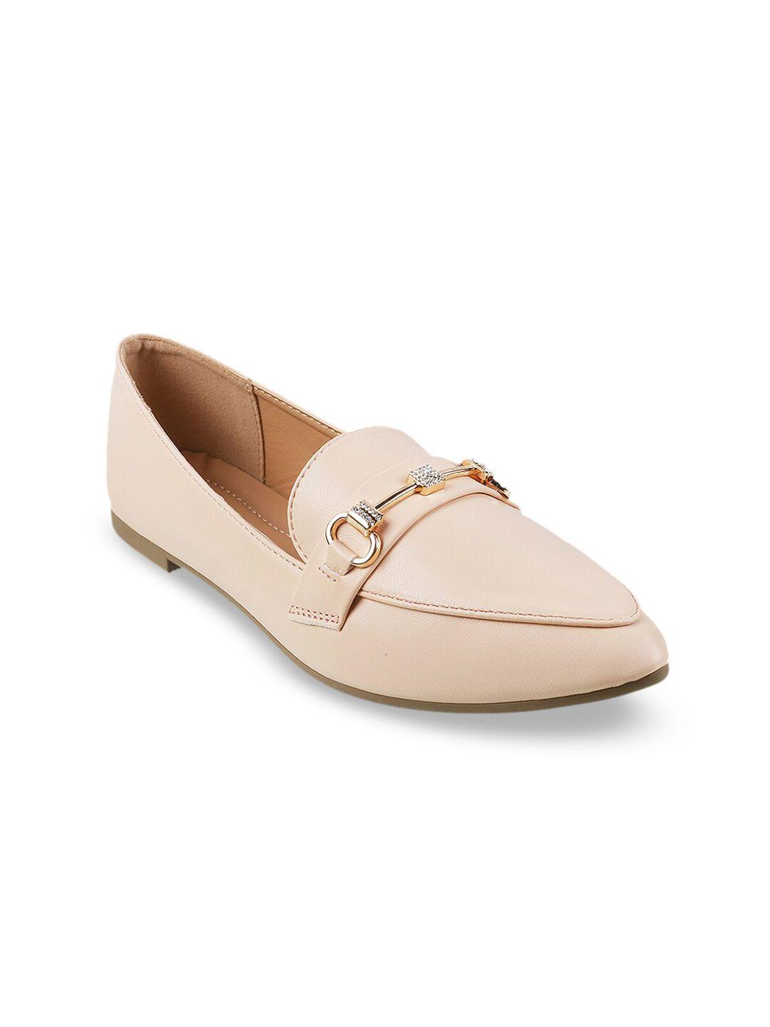 metro women peach-coloured ballerinas flats