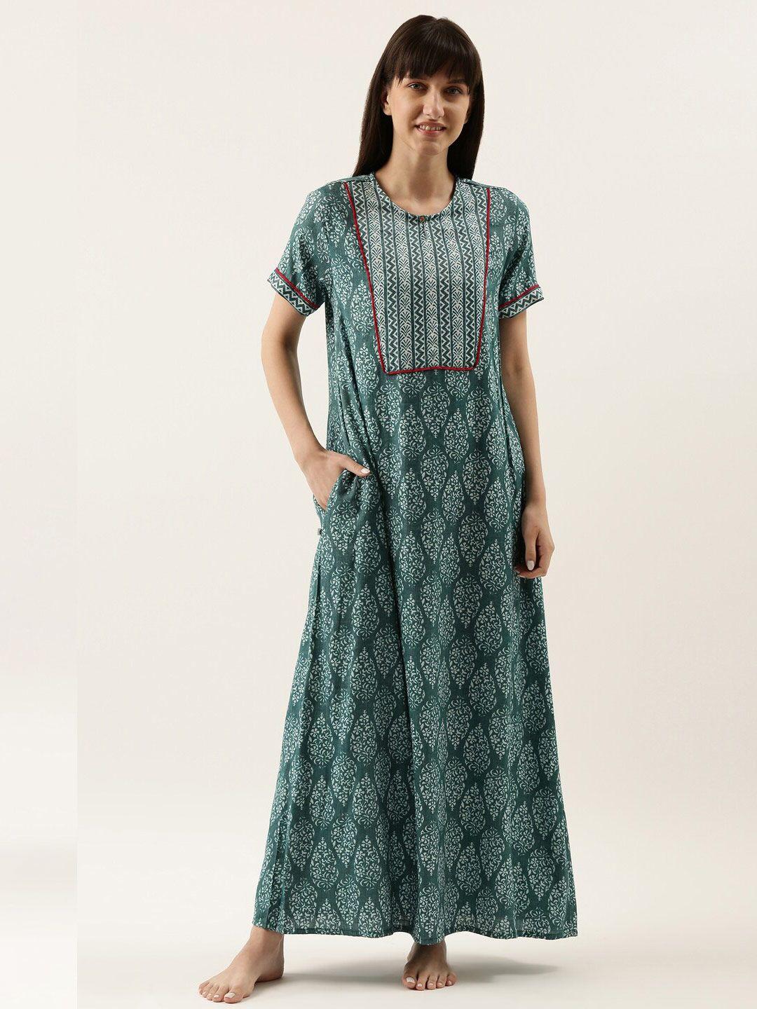 bannos swagger blue printed maxi nightdress