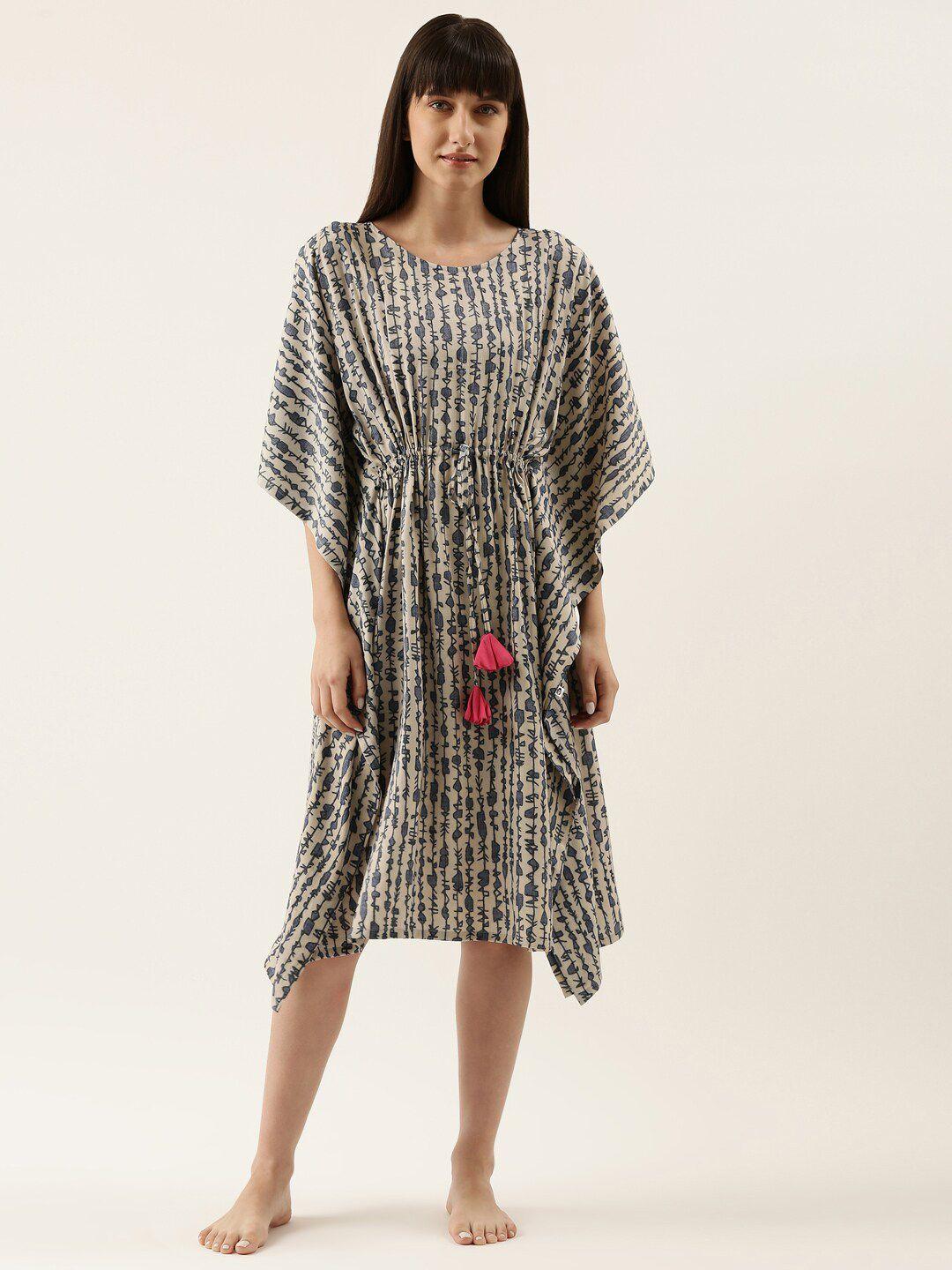 bannos swagger grey printed kaftan nightdress