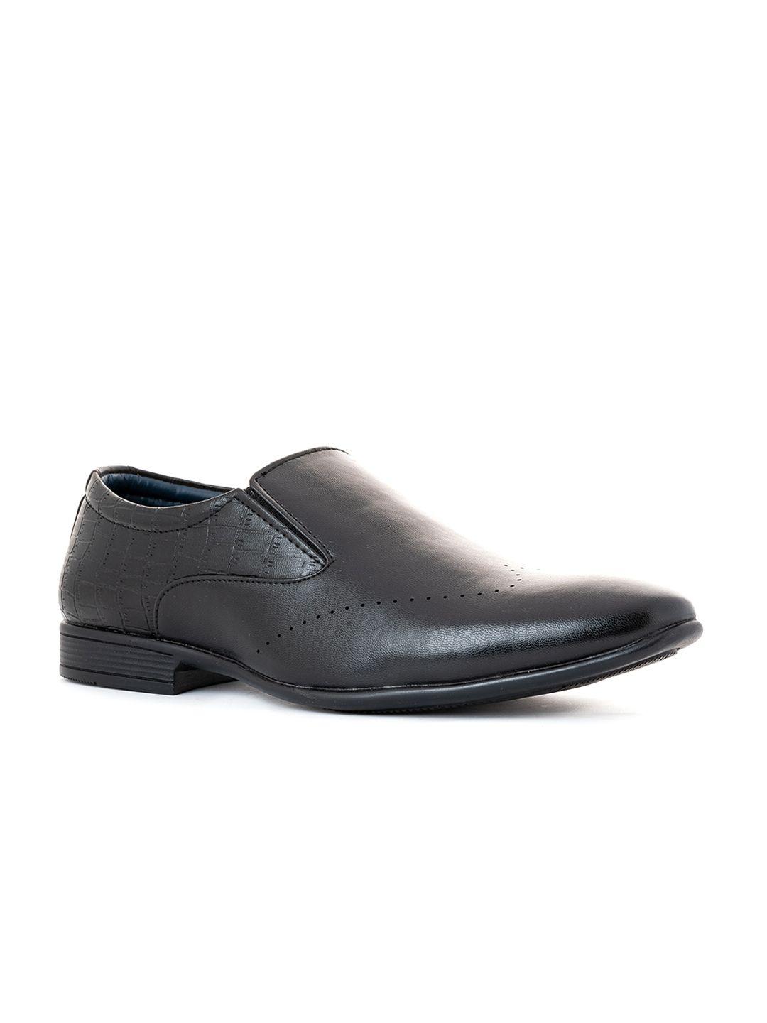 khadims men black perforations slip-on formal shoe