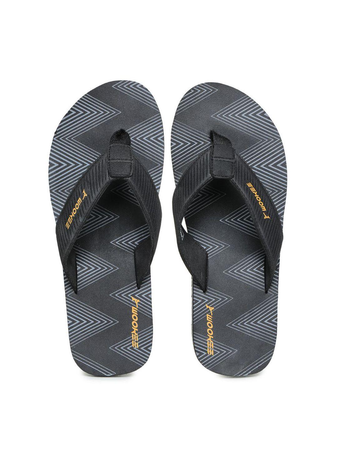 abros men black & grey printed thong flip-flops