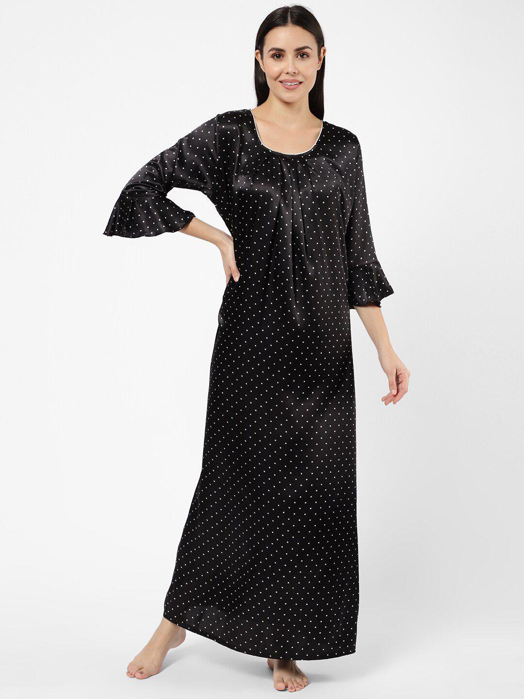 sweet dreams black printed maxi nightdress