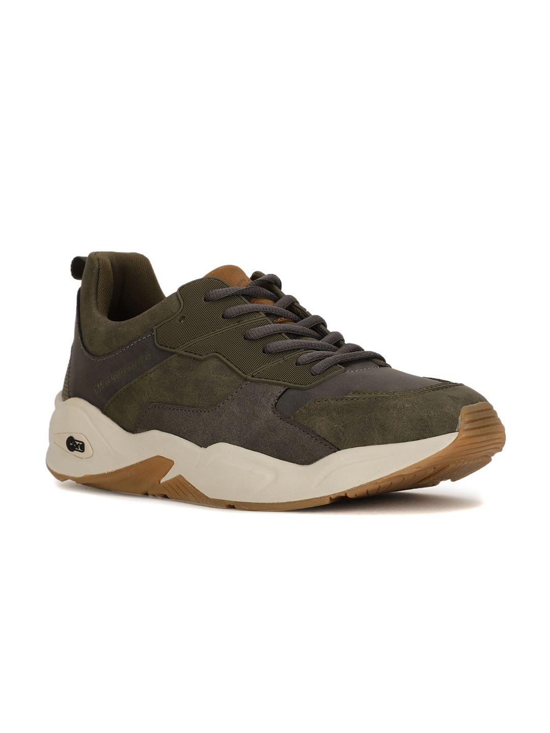 weinbrenner men olive green colourblocked sneakers