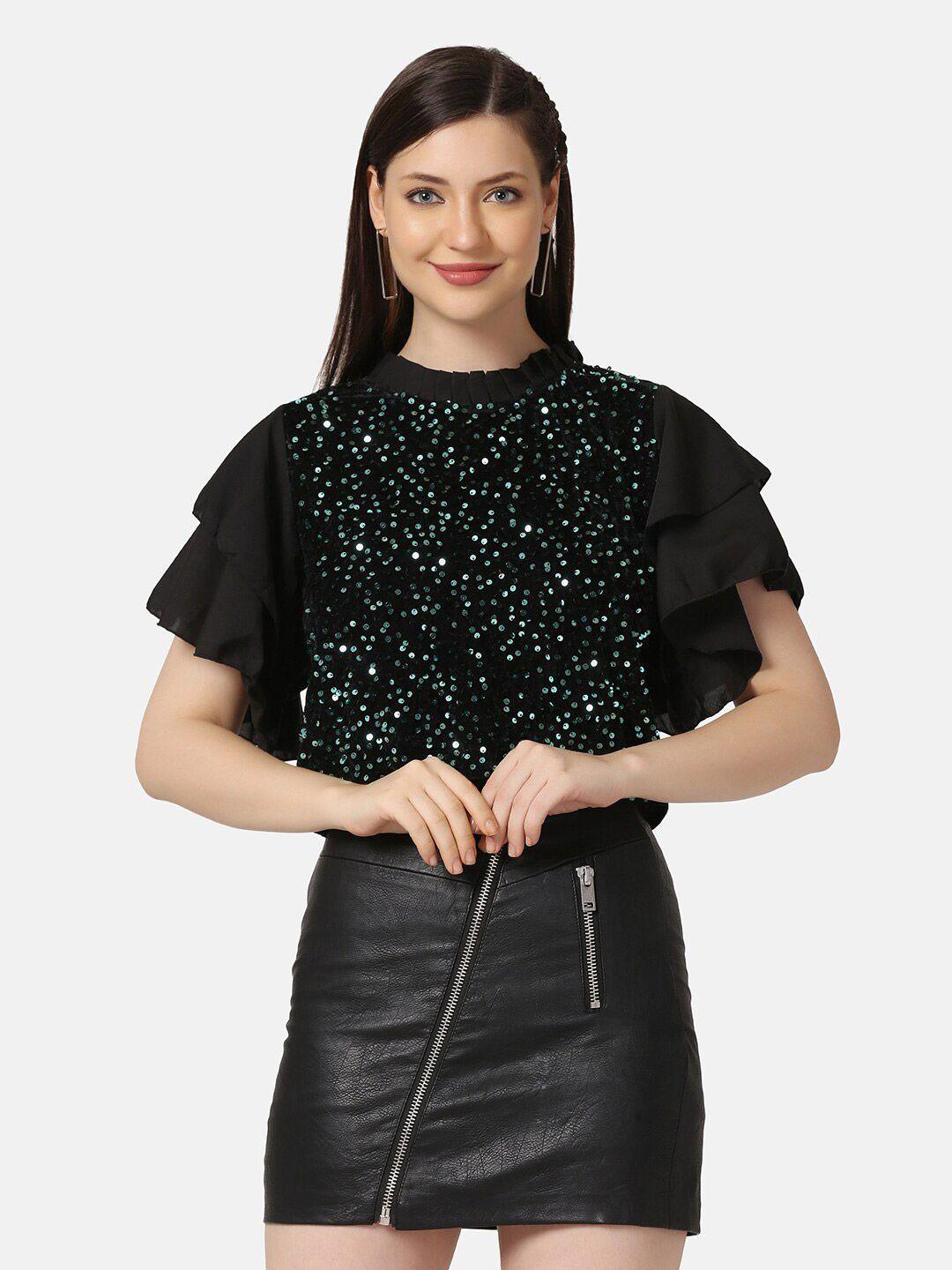 buy new trend black velvet top