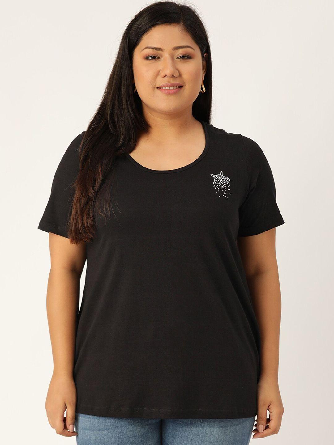 therebelinme women black plus size t-shirt