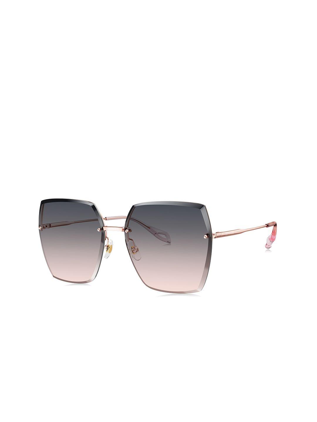 bolon eyewear women blue lens & rose gold-toned square sunglasses with uv protected lens