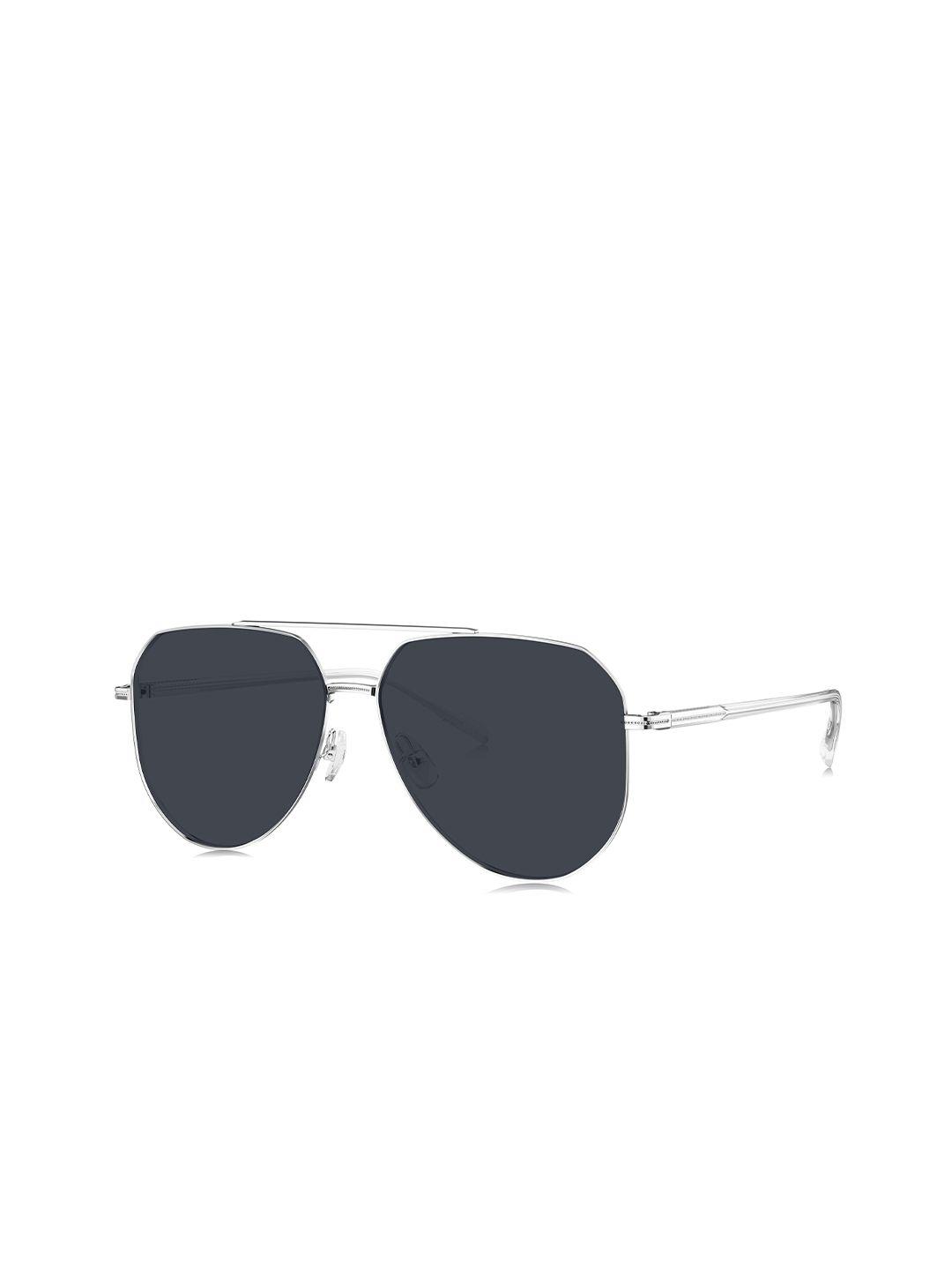 bolon eyewear men blue lens & silver-toned aviator sunglasses with polarised lens