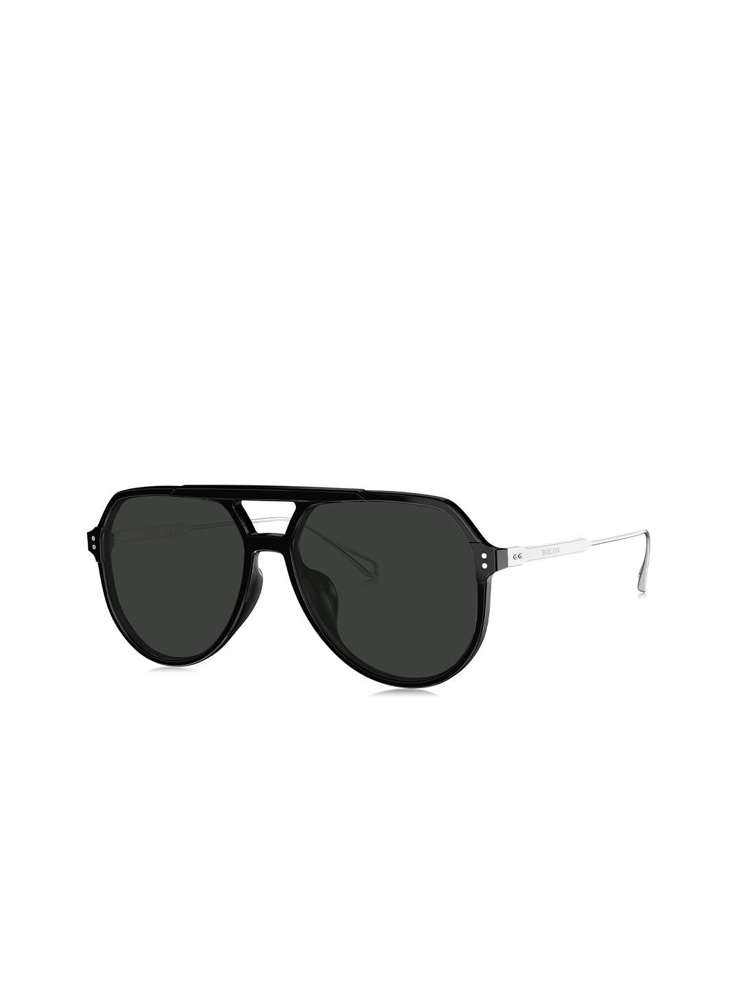 bolon eyewear men grey lens & black aviator sunglasses with polarised and uv protected lens