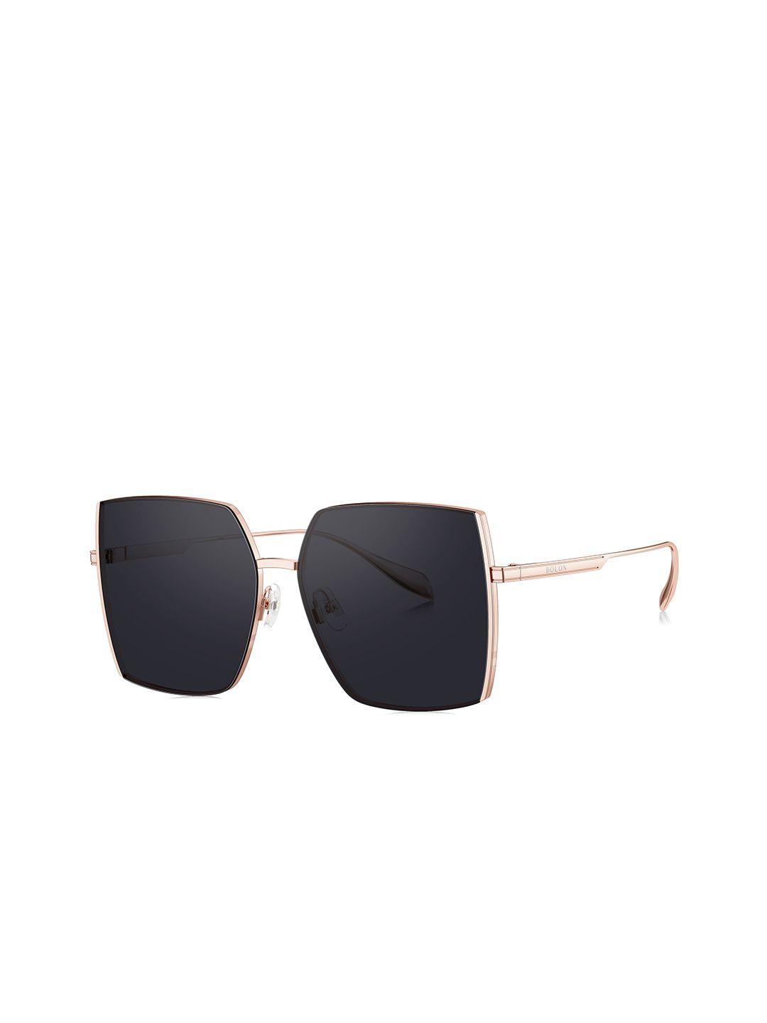 bolon eyewear women purple lens & rose gold-toned square sunglasses with polarised lens