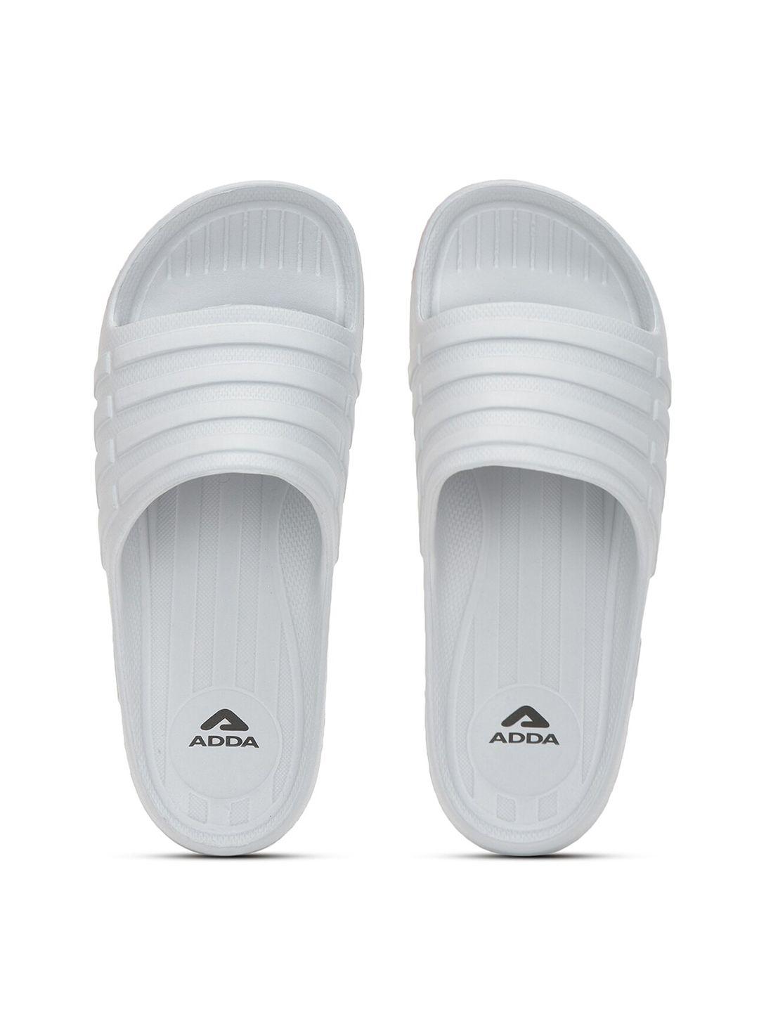 adda men grey striped rubber sliders