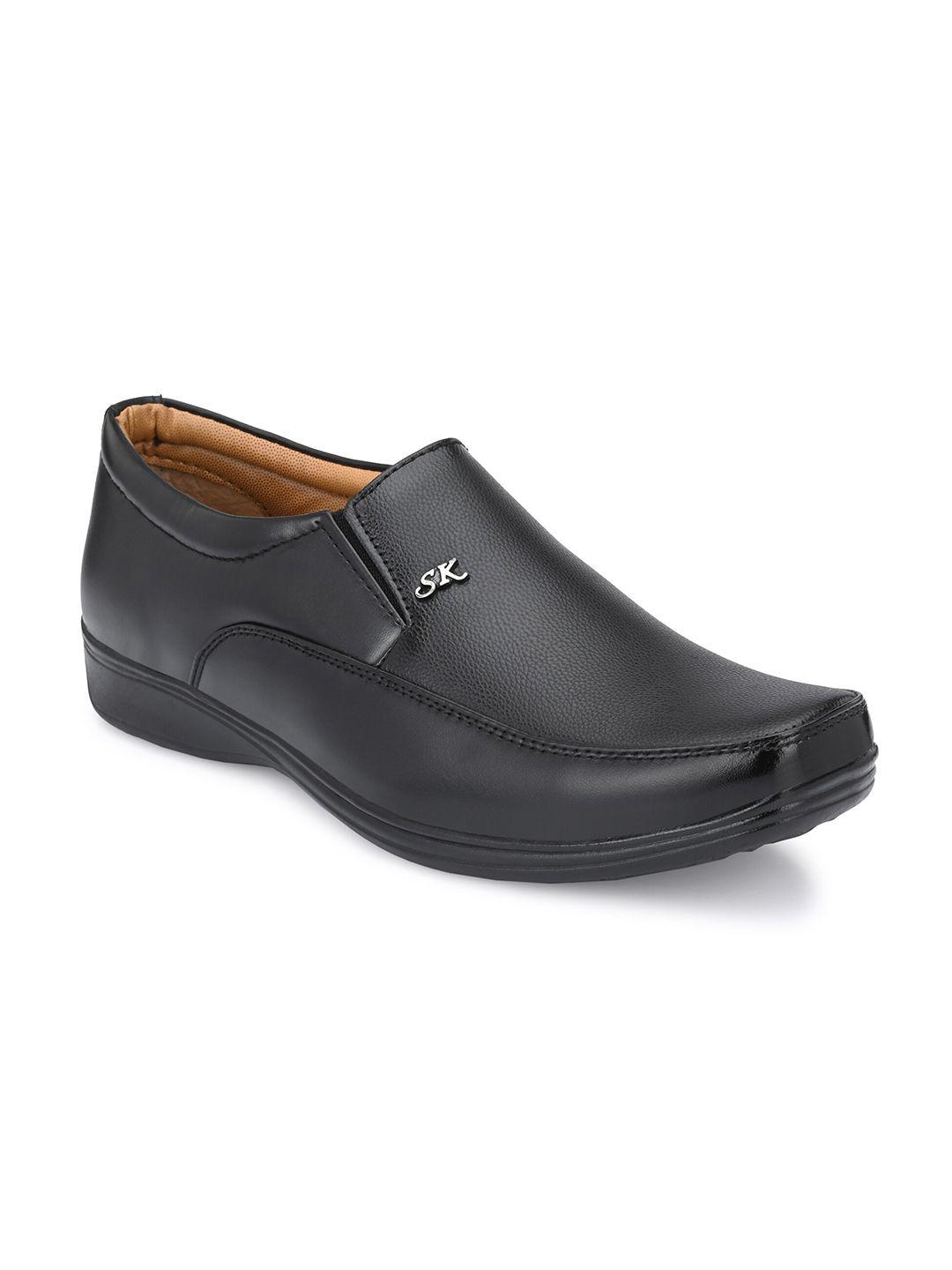 azzaro black men black leather slip-on formal shoes