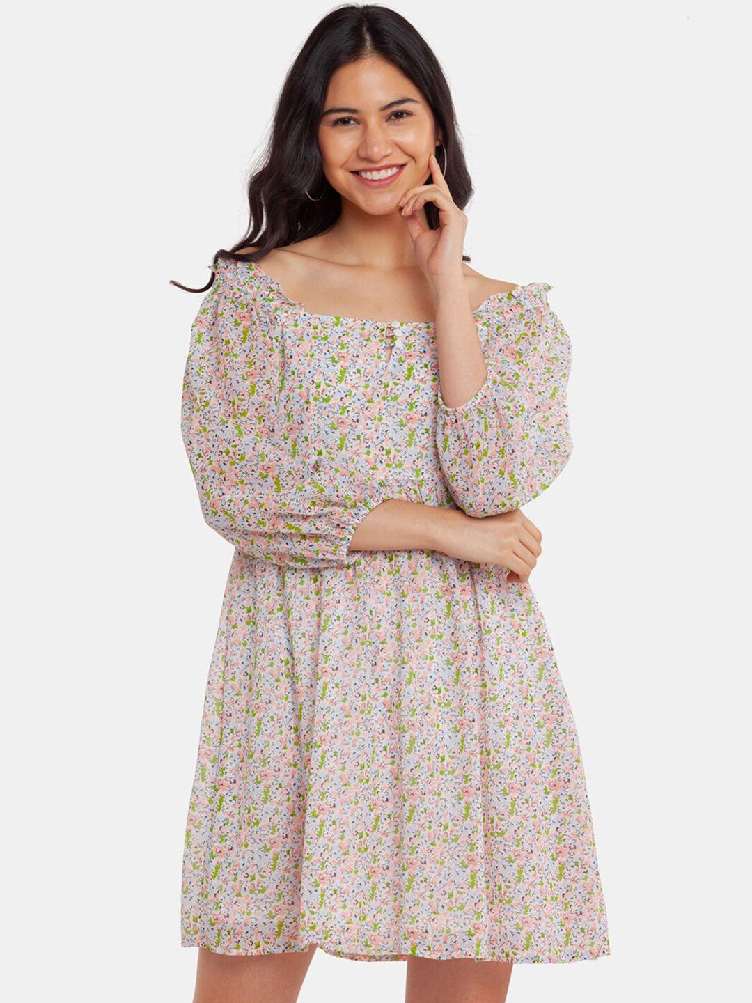 zink london off white floral off-shoulder dress